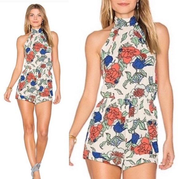 Revolve TAVIK Lucia open back floral romper 307 - Picture 1 of 11